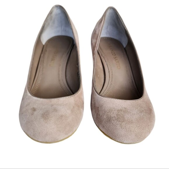 Franco Sarto Shoes Womens 8.5 M Zeus Tan Suede Leather Wedge Heel Slip On Pump - Picture 14 of 14